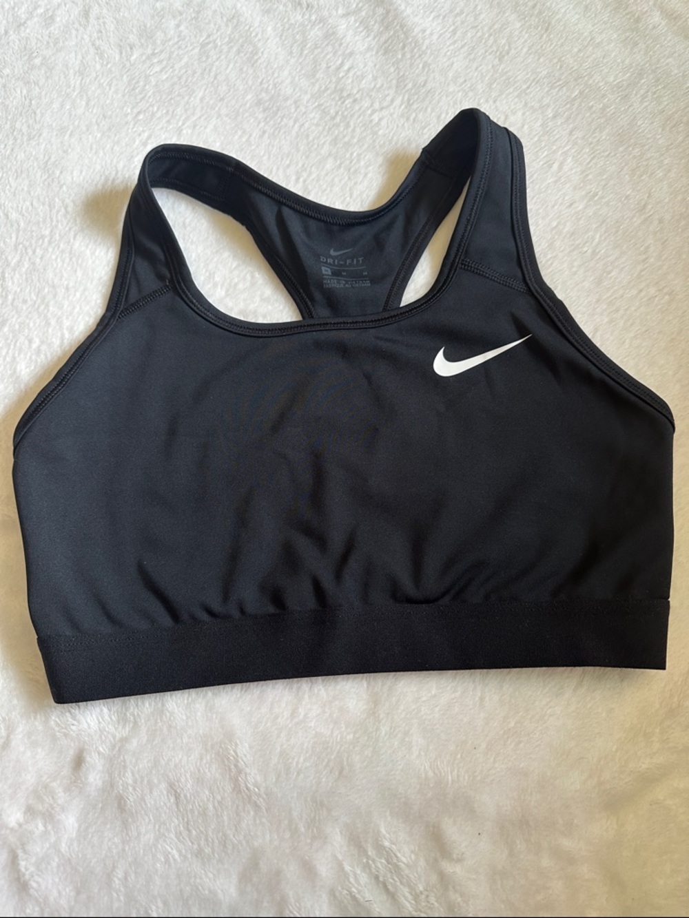 Nike Black Sports Bra with White Swoosh - Racerback Support